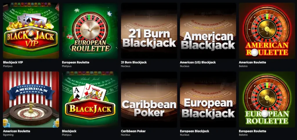Table Games catalogue at Sloty Casino New Zealand